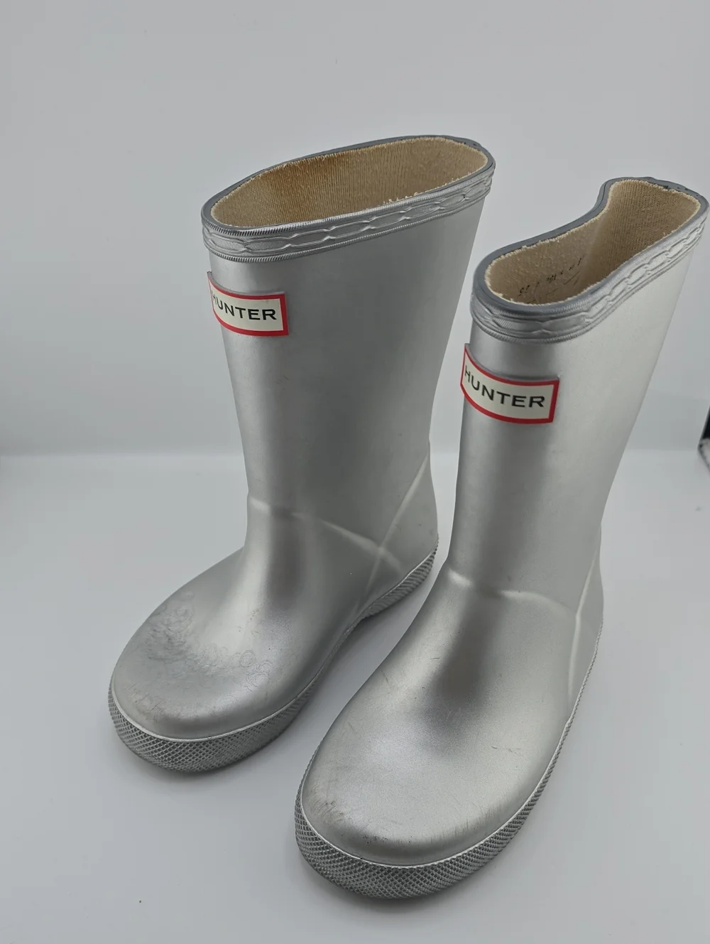 Hunter Metallic Silver Mid-Calf Rain Boots